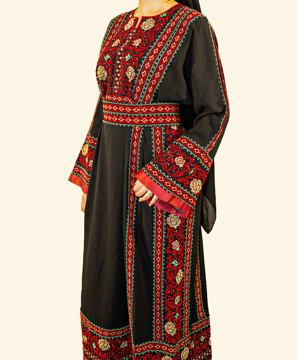 Kaftan Rose Dorée de Damas – vue de côté