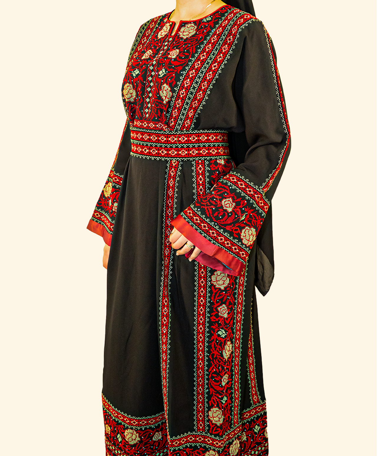 Kaftan Rose Dorée de Damas – vue de côté