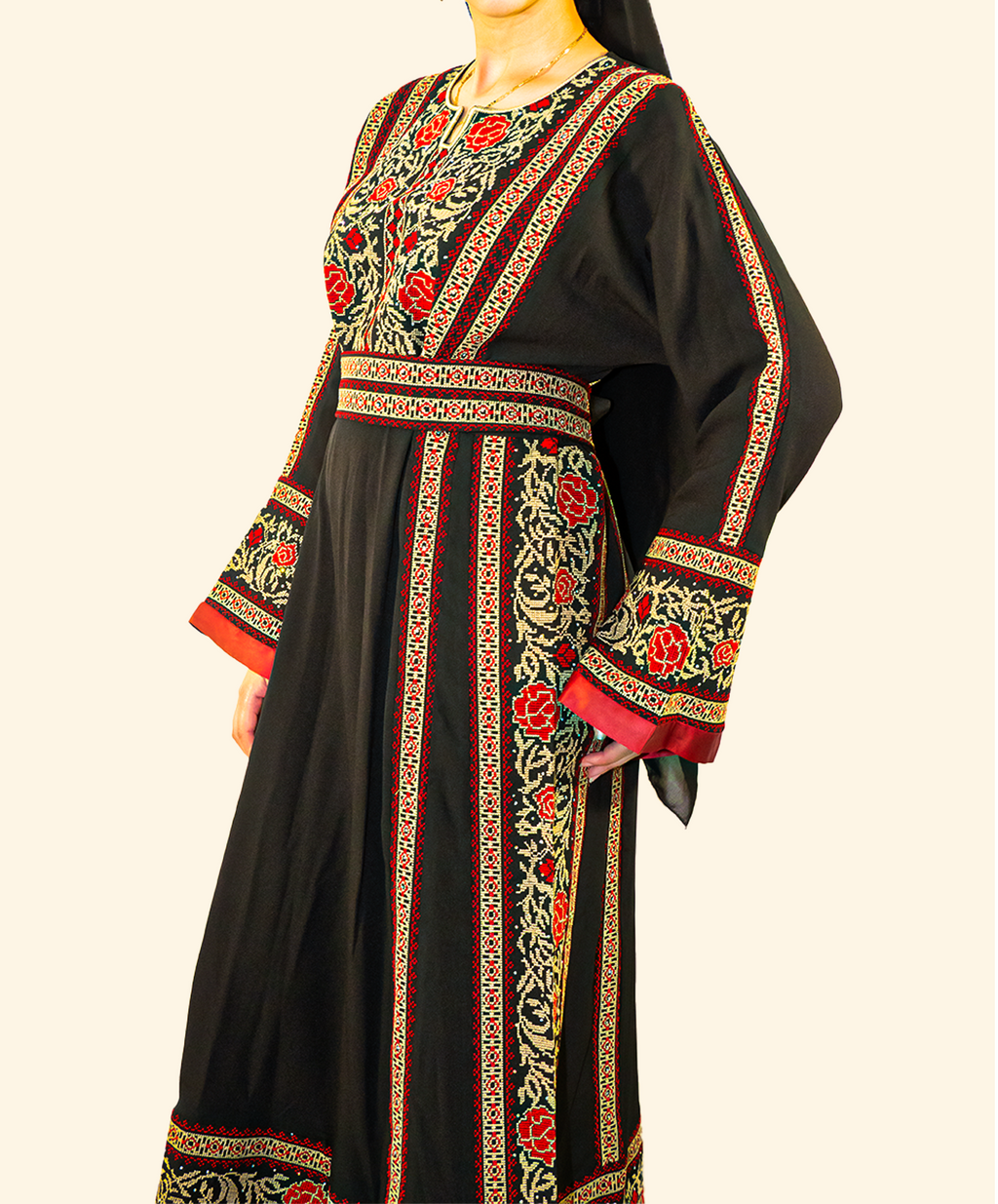 Kaftan Rose Rouge de Damas – vue de côté