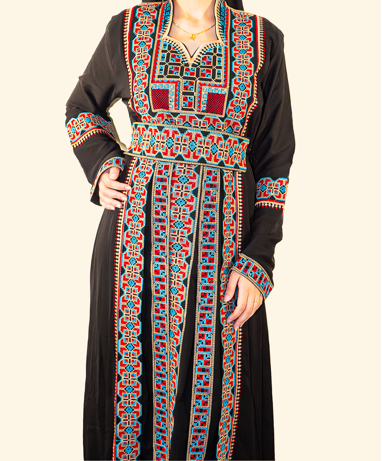 Kaftan Palestinien Syrianna – Robe Kaftan Brodée du Levant