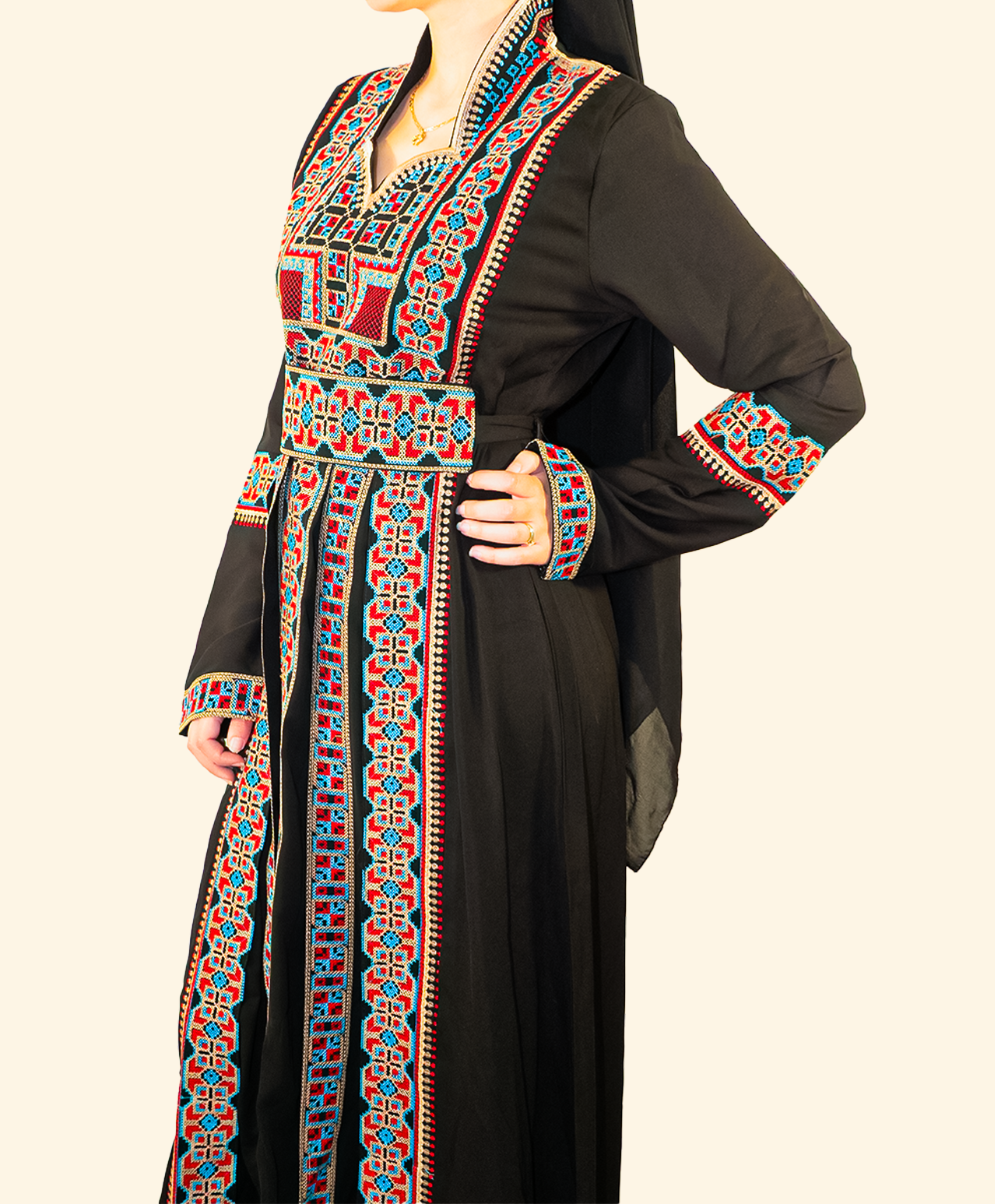 Kaftan Palestinien Syrianna – Robe Kaftan Brodée du Levant